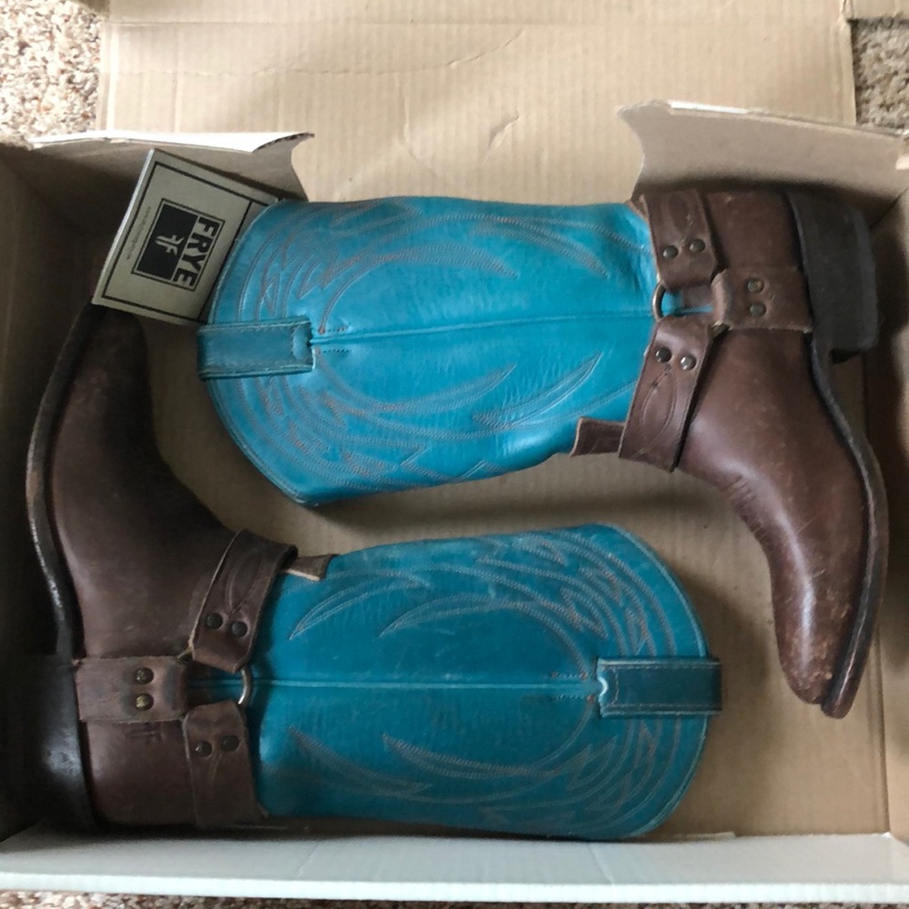 Electric Blue Billy Harness Frye Boots